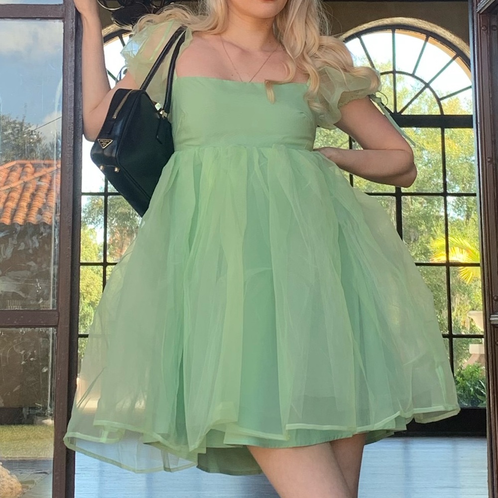 Seafoam Green Selkie Inspired Puff Sleeve Fairy Dress